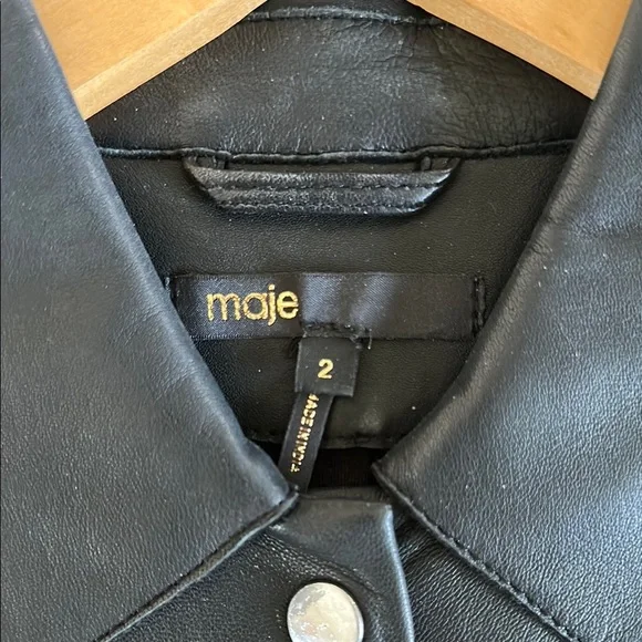 Maje Black Genuine Leather Sleeveless Button-Up Dress - Picture 2 of 4